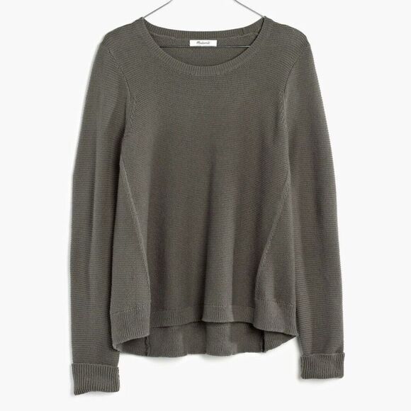 Madewell Sweaters - Madewell Riverside Texture Oversized Sweater XS Olive Green Crew Neck Pullover